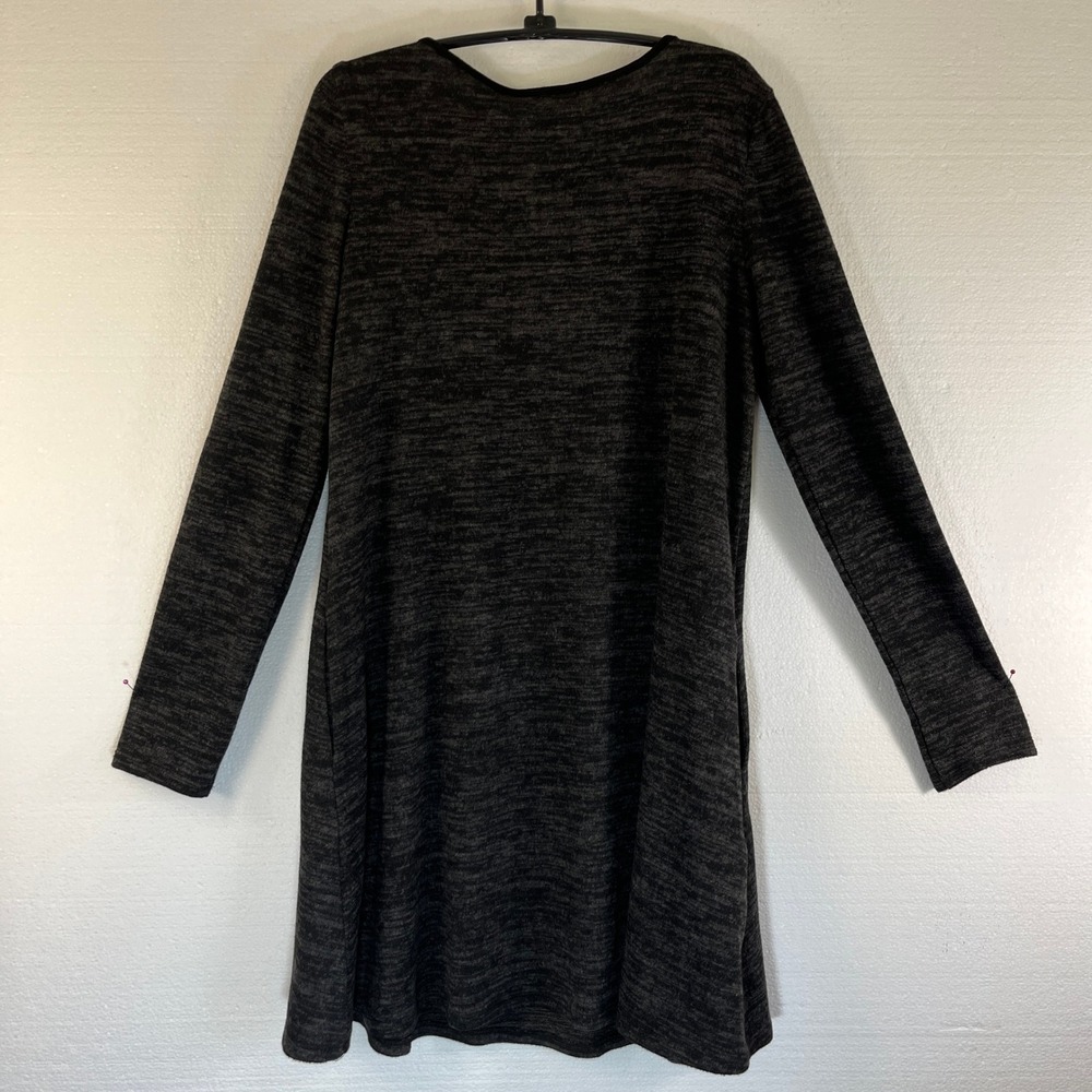 Long Sleeve Knit Dress Black Medium Criss Cross V-Neck Grunge Whimsigoth - Picture 2 of 9